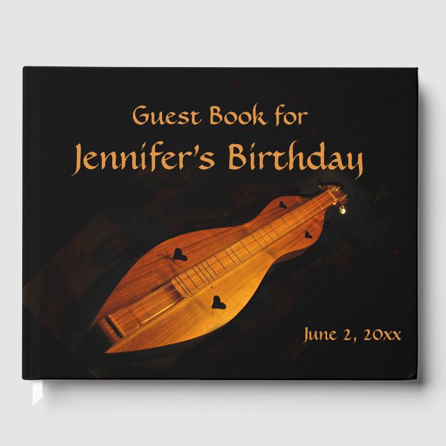Dulcimer Birthday Party Guest Book (Front)