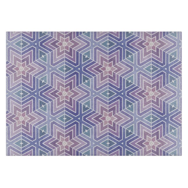 Dull Lavender Geometric Star Maze Pattern Cutting Board (Front)