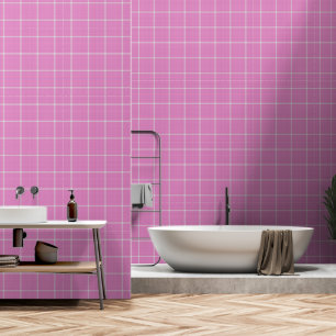 Dull Pink Windowpane Plaid Wallpaper