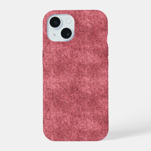 Dull Red Denim Pattern iPhone 15 Case (Back)