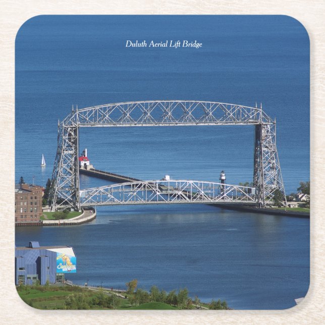 Duluth Aerial Lift Bridge Square Paper Coaster (Front)