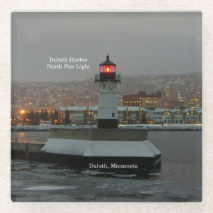 Duluth Harbour Pier North Light glass coaster
