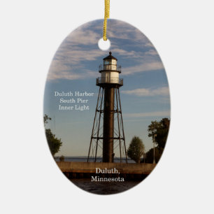 Duluth Harbour South Pier Inner Light oval ornamen Ceramic Ornament