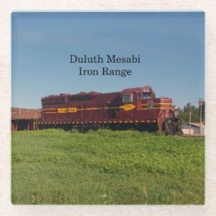 Duluth Mesabi Iron Range Locomotive glass coaster