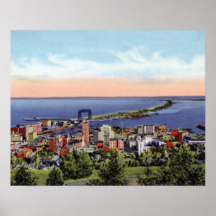 Duluth Minnesota Birdseye View from Skyline Drive Poster