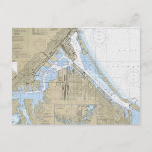 Duluth Minnesota Harbour nautical chart post card