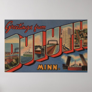 Duluth, Minnesota - Large Letter Scenes Poster
