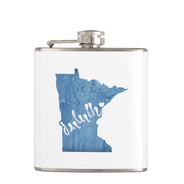 Duluth Minnesota Wood Grain Hip Flask (Front)