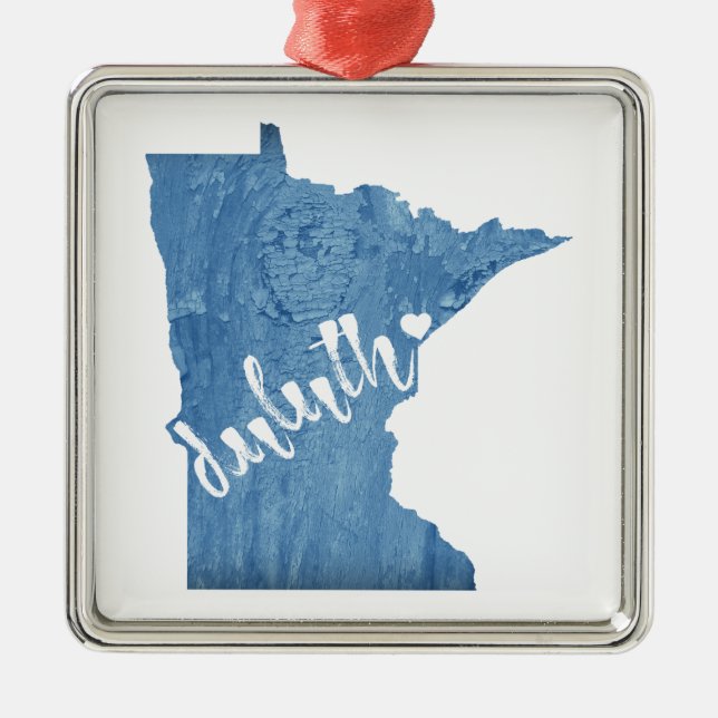 Duluth Minnesota Wood Plaque Metal Ornament (Front)