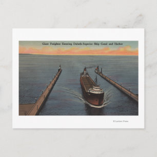Duluth, MN - View of Freighter Entering Ship Postcard