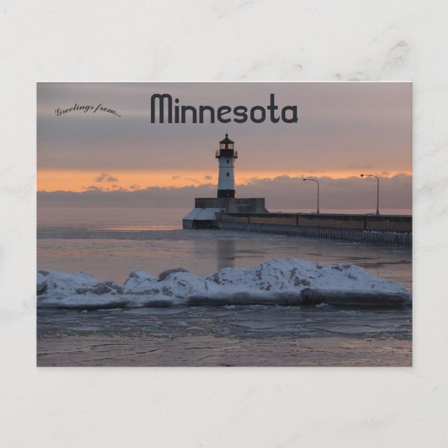 Duluth North Pier Light Minnesota Postcard (Front)