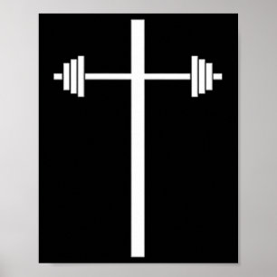 Dumbbell Barbell Cross Christian Gym Workout In Po Poster