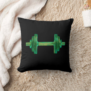Dumbbell Retro Bodybuilder Gym Fitness Or Coach Throw Pillow