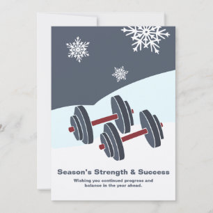Dumbbell Season's Strength & Success Grey White Card