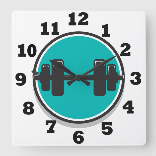 Dumbbell Square Wall Clock (Front)