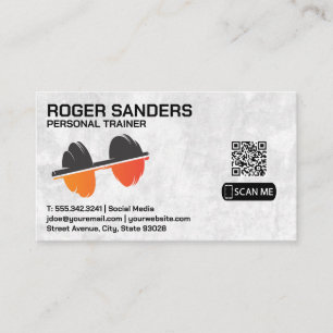 Dumbbell Weight Logo   QR Business Card