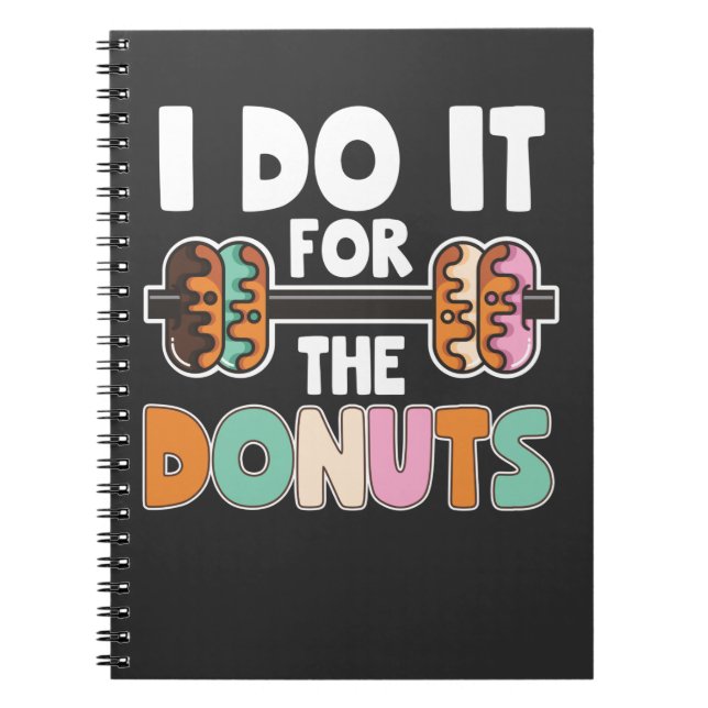 Dumbbell Weightlifting Donut Dessert Gym Workout Notebook (Front)