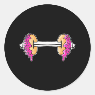 Dumbbells Doughnuts Day Funny Weightlifting Lover Classic Round Sticker