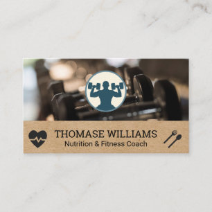 Dumbbells in the Gym   Workout Logo Business Card