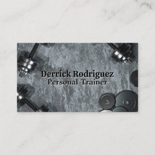 Dumbbells on Concrete Background Business Card