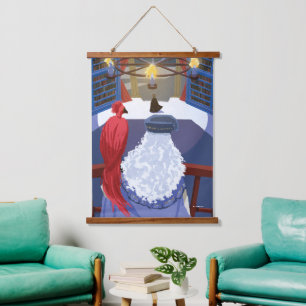 Dumbledore & Fawkes on Balcony Hanging Tapestry