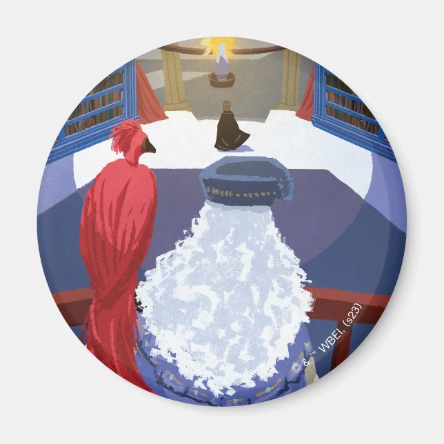 Dumbledore & Fawkes on Balcony Magnet (Front)