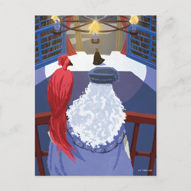 Dumbledore & Fawkes on Balcony Postcard (Front)