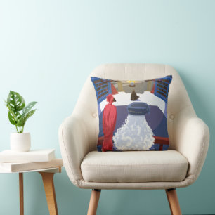 Dumbledore & Fawkes on Balcony Throw Pillow