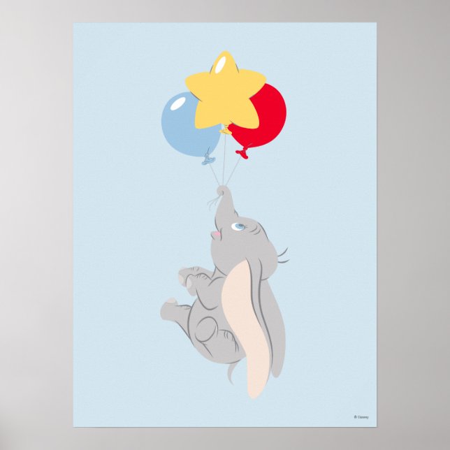 Dumbo and Colourful Balloons Poster (Front)