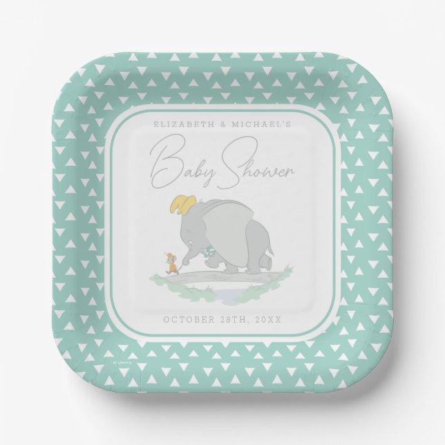 Dumbo and Timothy Q. Baby Shower Paper Plate (Front)