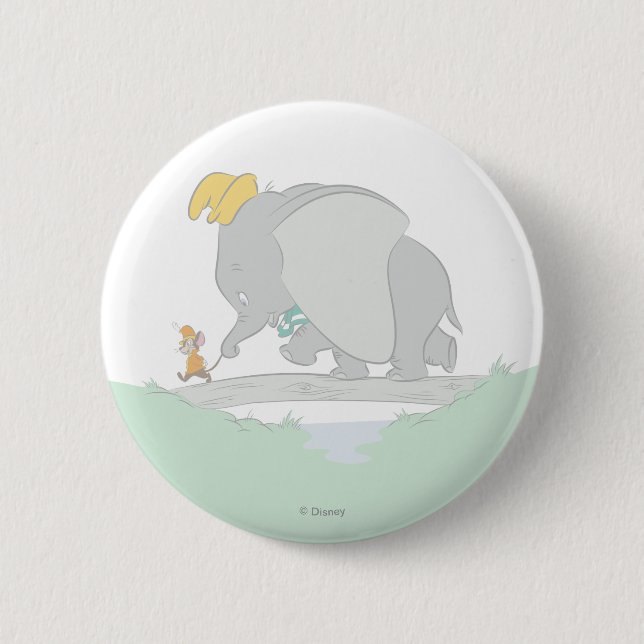 Dumbo and Timothy Q. Watercolor 2 Inch Round Button (Front)
