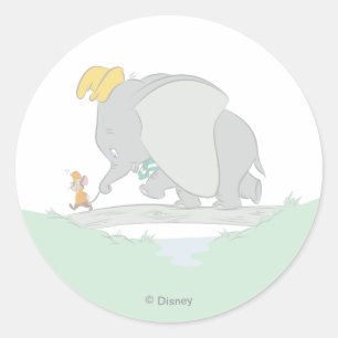 Dumbo and Timothy Q. Watercolor Classic Round Sticker