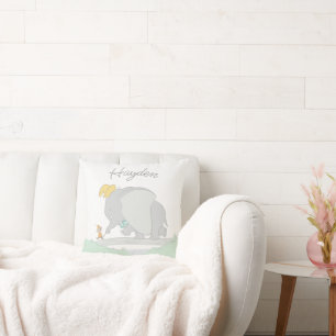 Dumbo and Timothy Q. Watercolor Throw Pillow