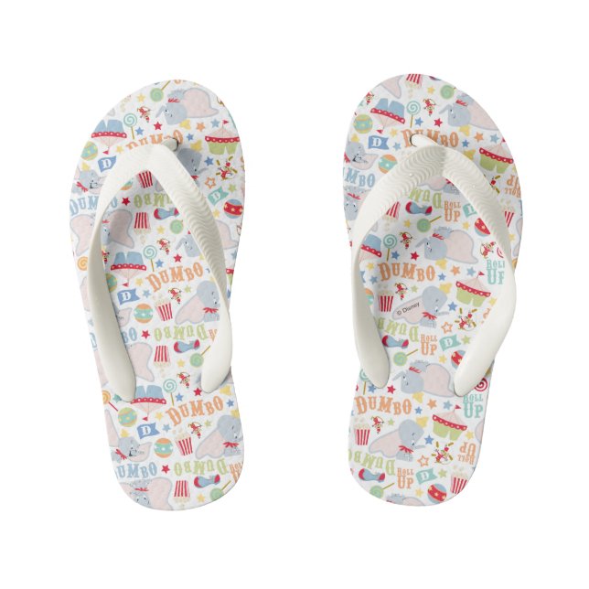 Dumbo and Timothy Roll Up Pattern Kid's Flip Flops (Footbed)
