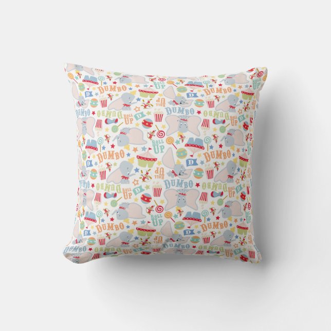 Dumbo and Timothy Roll Up Pattern Throw Pillow (Front)