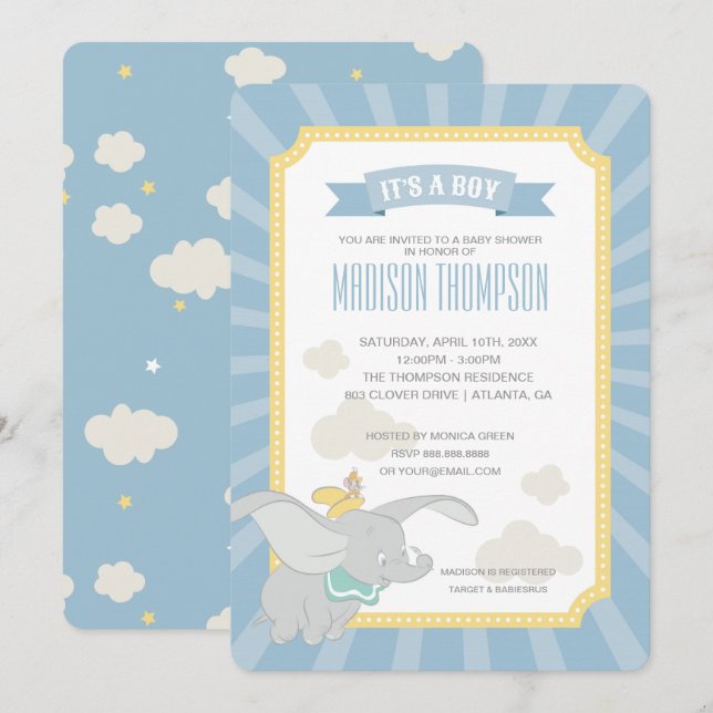 Dumbo | Boy Baby Shower Invitation (Front/Back)