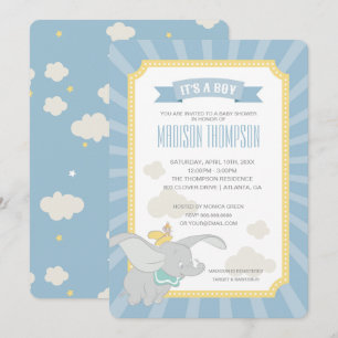 Dumbo   Boy Baby Shower Invitation