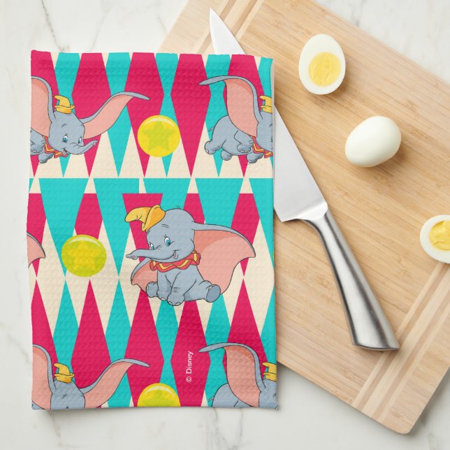 Dumbo Bright Circus Pattern Kitchen Towel (Quarter Fold)