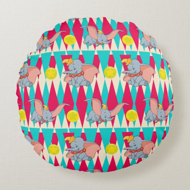 Dumbo Bright Circus Pattern Round Pillow (Front)