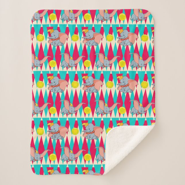 Dumbo Bright Circus Pattern Sherpa Blanket (Front)