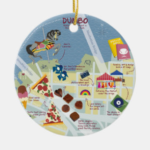 Dumbo Brooklyn New York Map Customizable Two-sided Ceramic Ornament