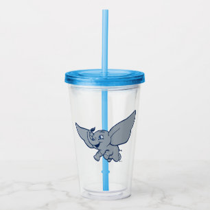 Dumbo   Cartoon Dumbo Flying With Feather Acrylic Tumbler