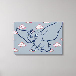Dumbo   Cartoon Dumbo Flying With Feather Canvas Print
