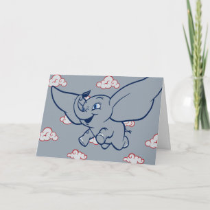 Dumbo   Cartoon Dumbo Flying With Feather Card