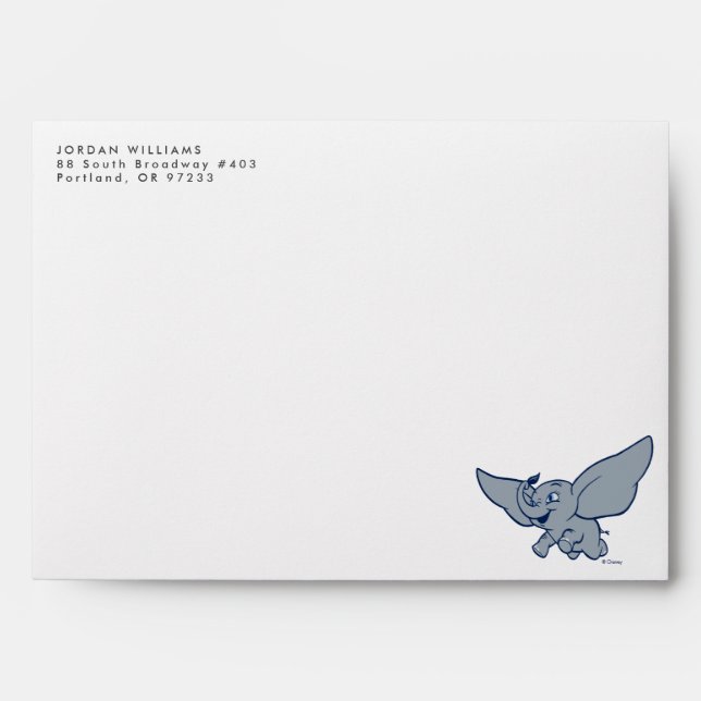 Dumbo | Cartoon Dumbo Flying With Feather Envelope (Front)