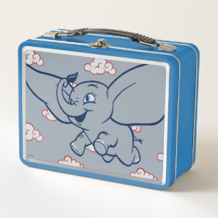 Dumbo   Cartoon Dumbo Flying With Feather Metal Lunch Box