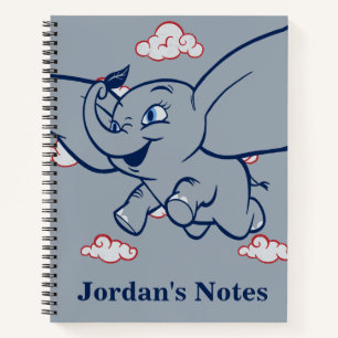 Dumbo   Cartoon Dumbo Flying With Feather Notebook