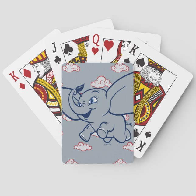 Dumbo | Cartoon Dumbo Flying With Feather Playing Cards (Back)