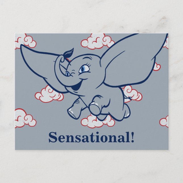 Dumbo | Cartoon Dumbo Flying With Feather Postcard (Front)