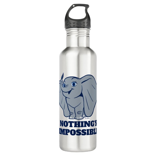 Dumbo | Cartoon Dumbo Holding Up Feather 710 Ml Water Bottle (Front)